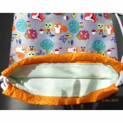 Clearance Turnbeutel mit beschichtetem Innenfutter, Kinderrucksack, Schwimmbeutel Fuchs + Eule Kinder Turnbeutel