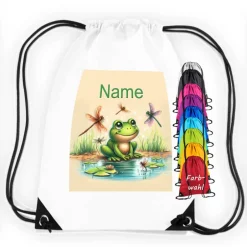 Best Turnbeutel Motiv Frosch mit Name / personalisierbar / verschiedene Farben Kinder Turnbeutel
