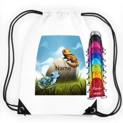 New Turnbeutel Motiv Salamander mit Name / personalisierbar / verschiedene Farben Kinder Turnbeutel