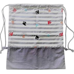 Clearance Turnbeutel, Rucksack grau  maritim, personalisierbar Kinder Turnbeutel