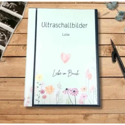 Fotoalbum & Gästebuch|Familie Glück Ultraschallbilder Mappe Album für Ultraschallbilder personalisierbares Einsteckalbum stabiles Aufbewahrung