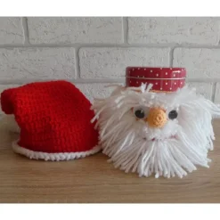 Weihnachtsdeko|CreativBaer Umhäkelte Blechdose zur Aufbewahrung von vielen Dingen - Weihnachtsmann mit Kulleraugen