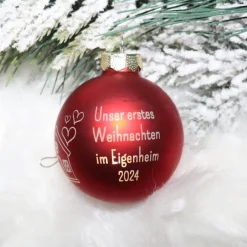 Sale Unser erstes Weihnachten im Eigenheim - Personalisierte Weihnachtskugel mit Lasergravur Baumschmuck Personalisierbar