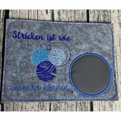 Tischdekoration|vetterkreativ Untersetzer aus Filz bestickt - Geschenk stricken - Geschenkidee für Strickfreundin - Geschenk für Oma