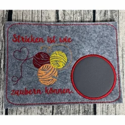 Tischdekoration|vetterkreativ Untersetzer aus Filz bestickt - Geschenk stricken - Geschenkidee für Strickfreundin - Geschenk für Oma