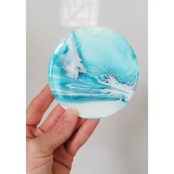 Untersetzer Fluid Art Blau Silber mit Resinbeschichtung – stilvolle Deko Tischdekoration