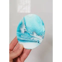 Untersetzer Fluid Art Blau Silber mit Resinbeschichtung – stilvolle Deko Tischdekoration