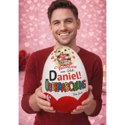 Valentinstag Geschenk personalisiertes XXL Überraschungsei | Ü-Ei mit Namen | Geschenk für Sie & Ihn Geschenke