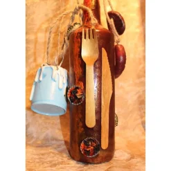 Vatertagsgeschenk Geldgeschenk GRILLKÖNIG Acrylfarben auf einer Flasche Geschenk Wohndeko Upcycling Unikat Kunst