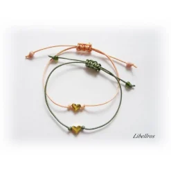 Hot Verstellbares Freundschaftsarmband mit Herz - Jungessellenabschied, Hochzeit, Geschenk Freundin,Trauzeugin - modisch,trendy,zart,verspielt - oliv,dunkeltürkis,apricot,rosa Junggesellenabschied