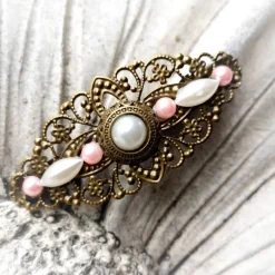 Haarschmuck & Kopfputz|Tinas Schmucktruhe verzierte Haarspange, Vintage-Stil, Haarschmuck,Hochzeit, Fest, Kommunion,Blumen, Rosen, Cabochon, bronze, 1002
