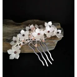 Best verzierter Haarkamm, silber-weiss, Brautschmuck, festlich Brautschmuck
