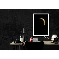 Outlet Wandbild Poster "Sichelmond" // Geschenke für Ihn // Geschenke für Weihnachten // Mond Mondsichel Schwarz Gold Fotografie // 45 x 30 cm Geschenke Für Männer