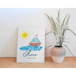 Online Wandbild Willkommensschild Segelboot Hochzeitsgästebuch