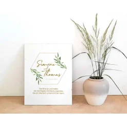 Outlet Wandbild Willkommensschild Greenery Hexagon Hochzeitsgästebuch