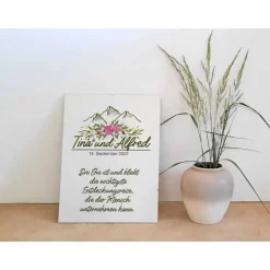 Outlet Wandbild Willkommensschild Bergliebe Hochzeitsgästebuch