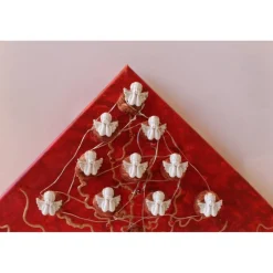 Weihnachtsdeko|Susanne Hiebl...die etwas andere Art! Wanddeko ENGELS-BÄUMCHEN künstlerischer, abstrakter Weihnachtsbaum auf einem Keilrahmen Künstlerbaum m. LED-Beleuchtung