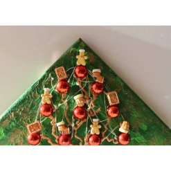 Weihnachtsdeko|Susanne Hiebl...die etwas andere Art! Wanddeko PFEFFERKUCHEN-BÄUMCHEN  abstrakter Weihnachtsbaum auf einem Keilrahmen Künstlerbaum mit LED-Beleuchtung