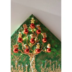 Weihnachtsdeko|Susanne Hiebl...die etwas andere Art! Wanddeko PFEFFERKUCHEN-BÄUMCHEN  abstrakter Weihnachtsbaum auf einem Keilrahmen Künstlerbaum mit LED-Beleuchtung