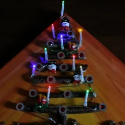Wanddeko SCHNEEMANN-BAUM künstlerischer abstrakter Weihnachtsbaum auf einem Keilrahmen Künstlerbaum mit LED-Beleuchtung Weihnachtsdeko