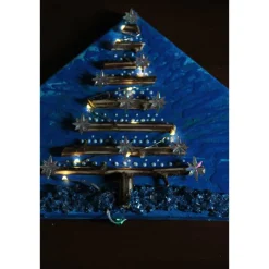 Best Wanddeko STERNENBAUM künstlerischer abstrakter Weihnachtsbaum auf einem Keilrahmen Künstlerbaum mit LED-Beleuchtung Weihnachtsdeko