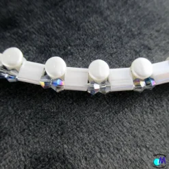 Sale Wechsel-schmuck Magnet Glas-Perlen Collier weiß, kristall und pastell weiß Statement-Kette  ART 45 Glasperlenkette Brautschmuck