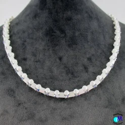 Sale Wechsel-schmuck Magnet Glas-Perlen Collier weiß, kristall und pastell weiß Statement-Kette  ART 45 Glasperlenkette Brautschmuck