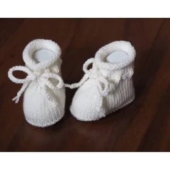 Namens- & Taufschuhe|Stricksach weiße Taufschuhe 0-3 Monate gestrickte Babyschuhe aus Wolle