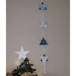 Baumschmuck|Beate Modell Beckum Weihnachtanhänger Sterne aus Baumwollstoff in Rot oder Blau