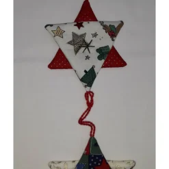 Baumschmuck|Beate Modell Beckum Weihnachtanhänger Sterne aus Baumwollstoff in Rot oder Blau