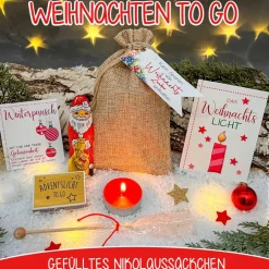 Discount Weihnachten to go - Nikolaussäckchen gefüllt mit Kleinigkeiten - Weihnachtsgeschenk, Mitbringsel, Wichtelgeschenk, Nikol Weihnachtsgeschenke