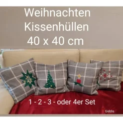 Best Weihnachten Woll-Kissenhüllen bestickt, 40x40 Weihnachtsdeko