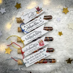 Sale Weihnachtliche Teegeschenke, personalisierte Gastgeschenke, Früchtetee im Reagenzglas Weihnachtsgeschenke