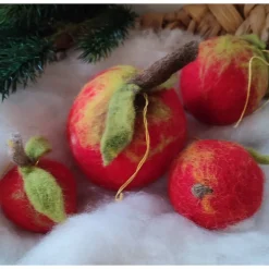 Weihnachtsapfel handgefilzt, 4er Set Weihnachtsdeko