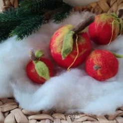 Weihnachtsapfel handgefilzt, 4er Set Weihnachtsdeko
