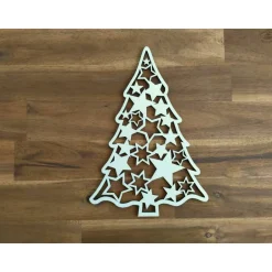 Weihnachtsdeko|Hübsches Aus Holz Weihnachtsbaum mit Sternmuster aus Holz
