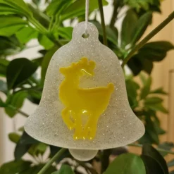 Outlet Weihnachtsbaumanhänger Glockenoptik mit Rentier Baumschmuck