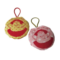 Baumschmuck|Cherry Bomb Berlin Weihnachtsbaumschmuck, Nadelkissen, I'm no saint, handgenäht und handbedruckt