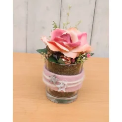 Weihnachtsdeko Gesteck TrockenblumenTischdeko Weihnachten Aufsteller Tischdeko rosa Weihnachtsdeko