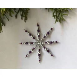 Sale Weihnachtsdeko Set lila-silber aus 4 Sternen Baumschmuck