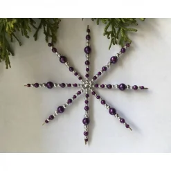 Sale Weihnachtsdeko Set lila-silber aus 4 Sternen Baumschmuck