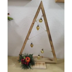 Best Weihnachtsdekoration Holzbaum - geflämmt - mit Kugeln in gold Weihnachtsdeko