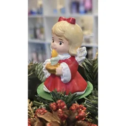 Weihnachtsdeko|Keramikflamme Weihnachtsengel - Sammelfiguren aus Keramik -
