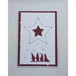 Hot Weihnachtskarte,  DIN A6, Stern-Ausstanzung, Bordeaux, Wichtel Weihnachtskarten