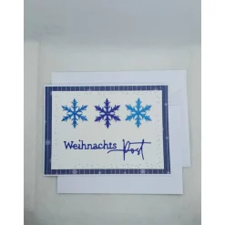 Weihnachtskarten|Netles Kartenkunst & Schmuckallerlei Weihnachtskarte,  DIN A6,  Weihnachtspost, blau, Schneeflocken