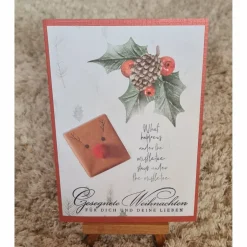 Weihnachtskarten|Teufelinchens_Ideen_Shop Weihnachtskarte mit Geschenk , Blätter , Tannenzapfen