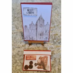 Weihnachtskarten|Teufelinchens_Ideen_Shop Weihnachtskarte mit Gutscheinverpackung " Merry & Bright " Gebäude,Tannenzapfen