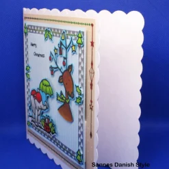 Weihnachtskarten|Sannes Danish Style Weihnachtskarte mit kleinen Elefanten und Reh – 3D Sticker Karte im hyggeligen Design, 15x15 cm