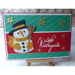 Weihnachtskarten|Wollzottel Weihnachtskarte mit Schneemann,Weihnachsgrüße