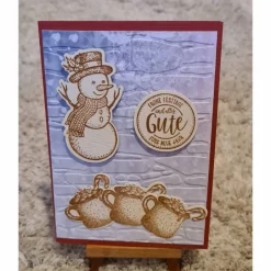 Weihnachtskarten|Teufelinchens_Ideen_Shop Weihnachtskarte mit Schneemann , heiße Schokolade